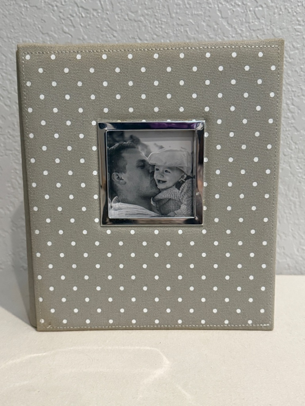 ELSA Gray Polka Dot Fabric Photo Frame with Silver Inset